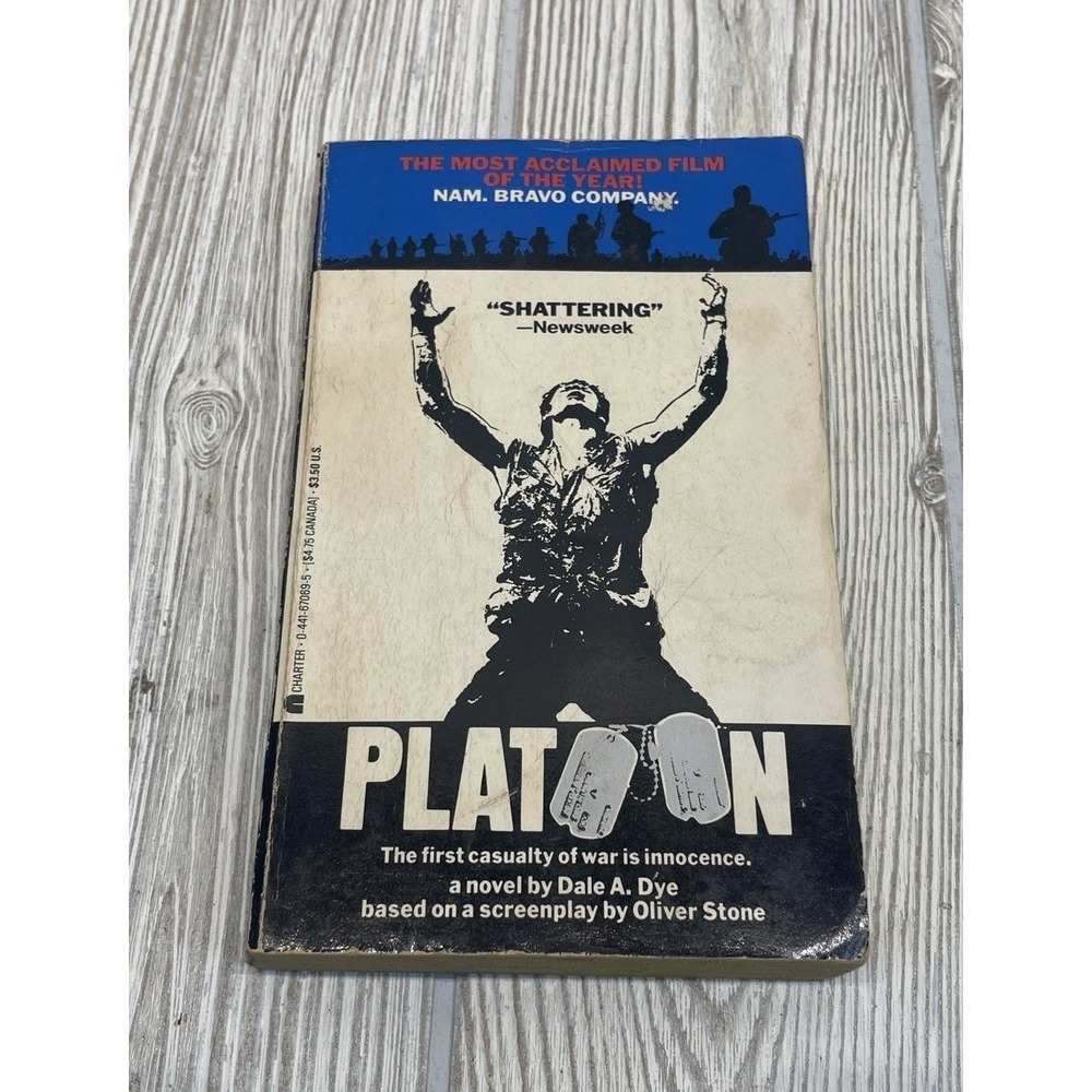 Platoon by Dale A. Dye 1986 Paperback Novel Based on Oliver Stone Screenplay